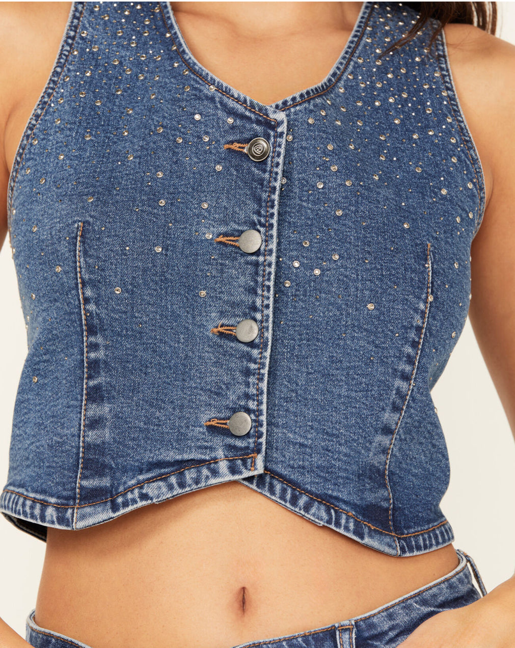 Rock & Roll Denim Studded Vest