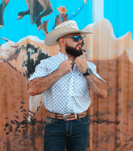 Ariat Men’s Wrinkle Free Evan White SS