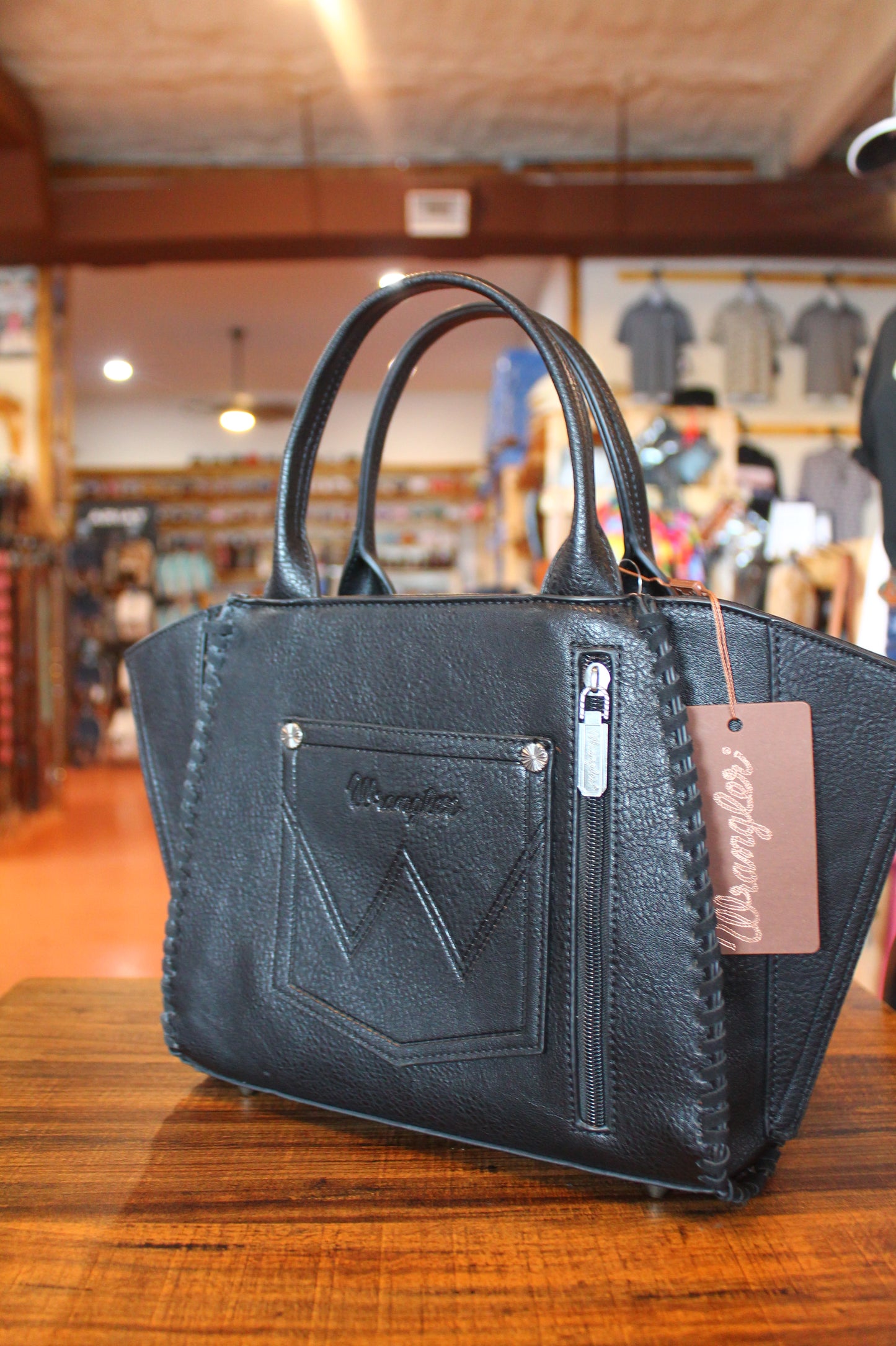 Wrangler Embroidered Trapezoid Concealed Carry Crossbody- Black