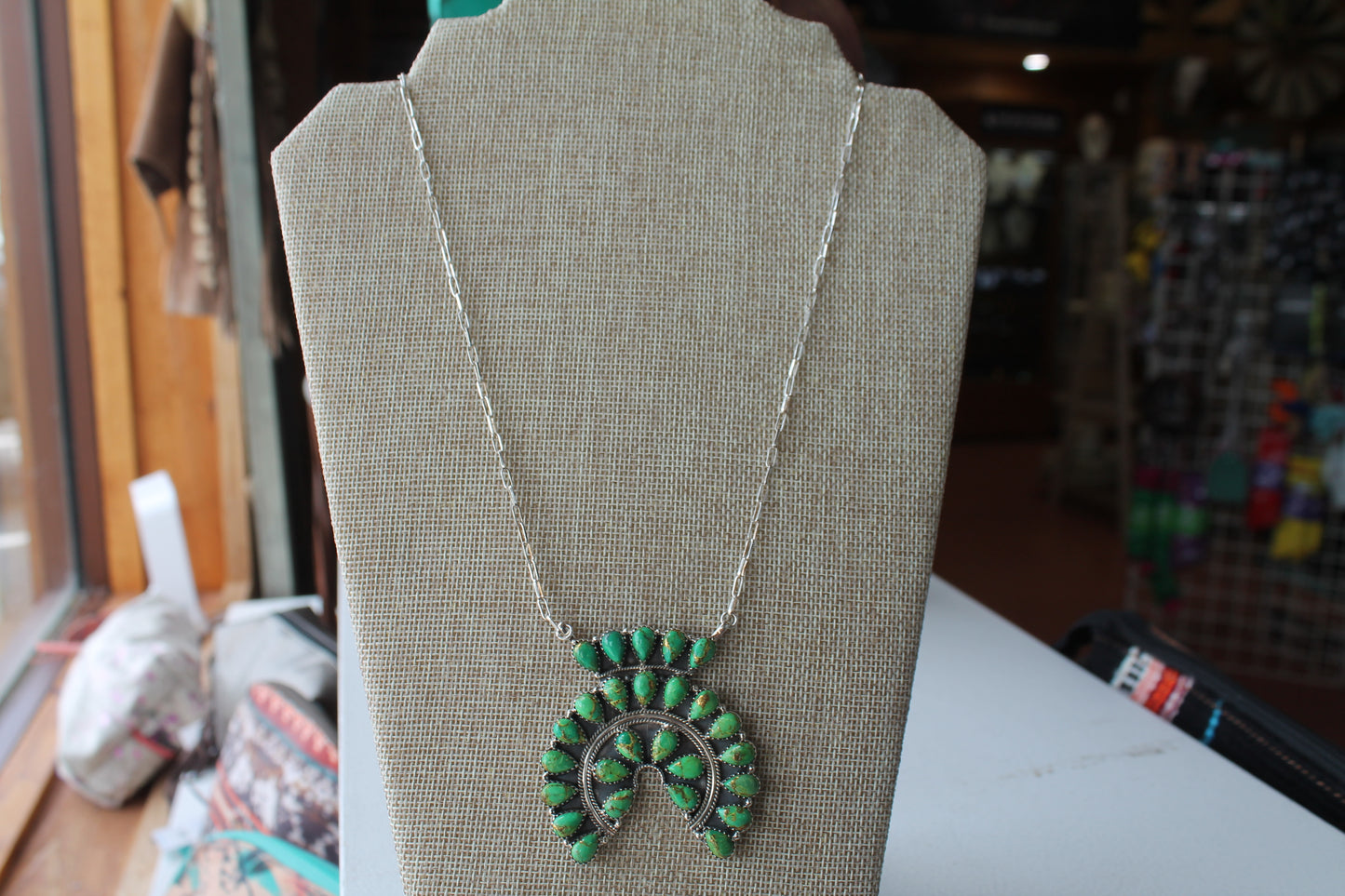 Green Mohave Squash Blossom Necklace