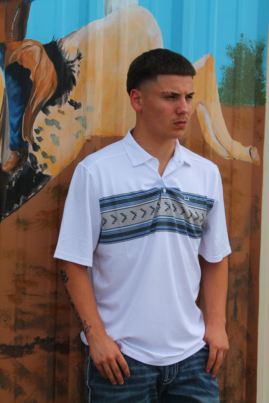 Cinch Arena Flex Polo- White Aztec