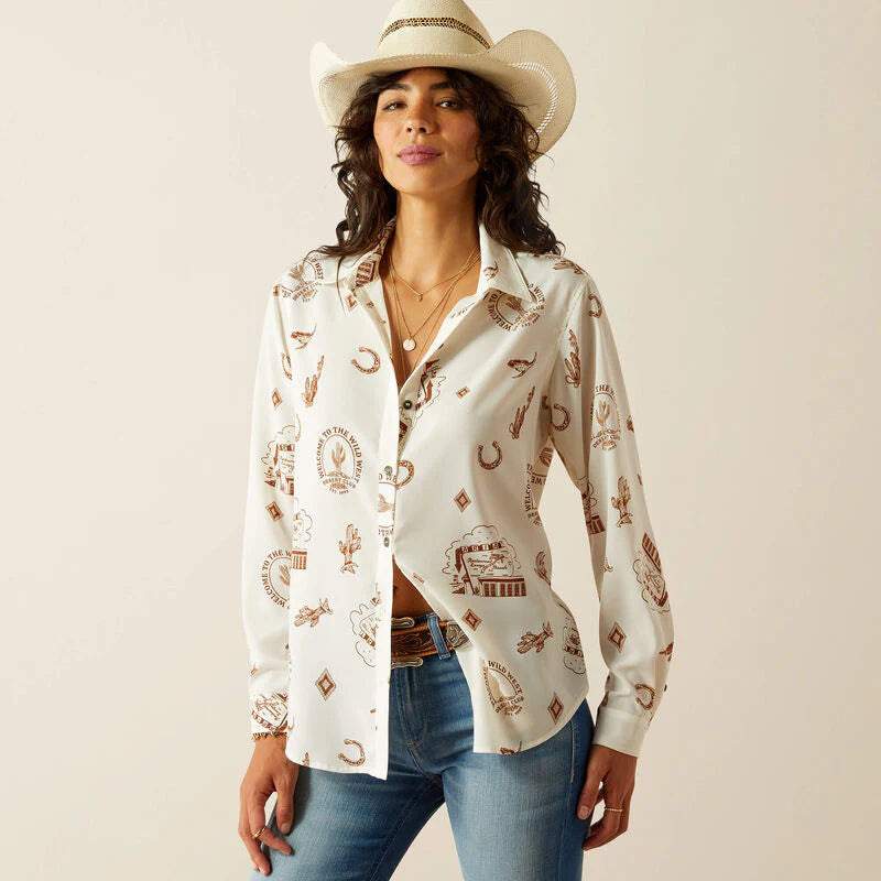 Ariat Women's Homestyle LS Shirt Road Trip Print