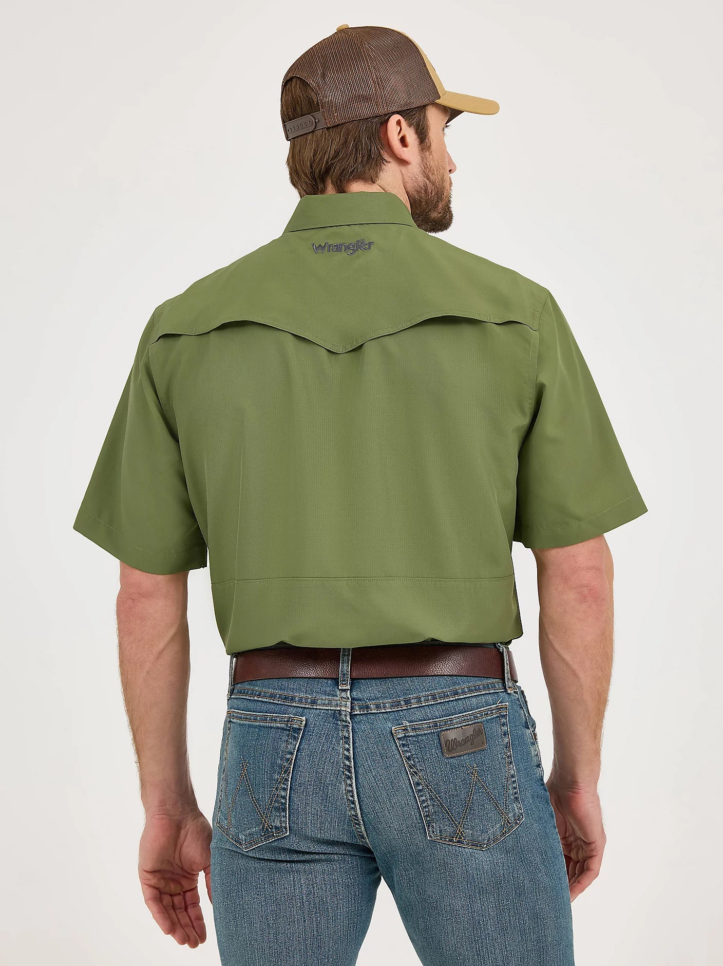 Wrangler Men's Hunter Green SS Performance Pearl-snap