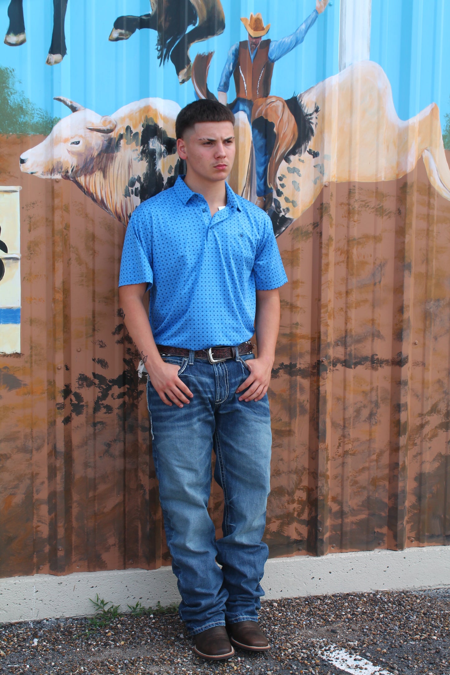 Ariat Men's Charger 2.0 Classic Blue Polo