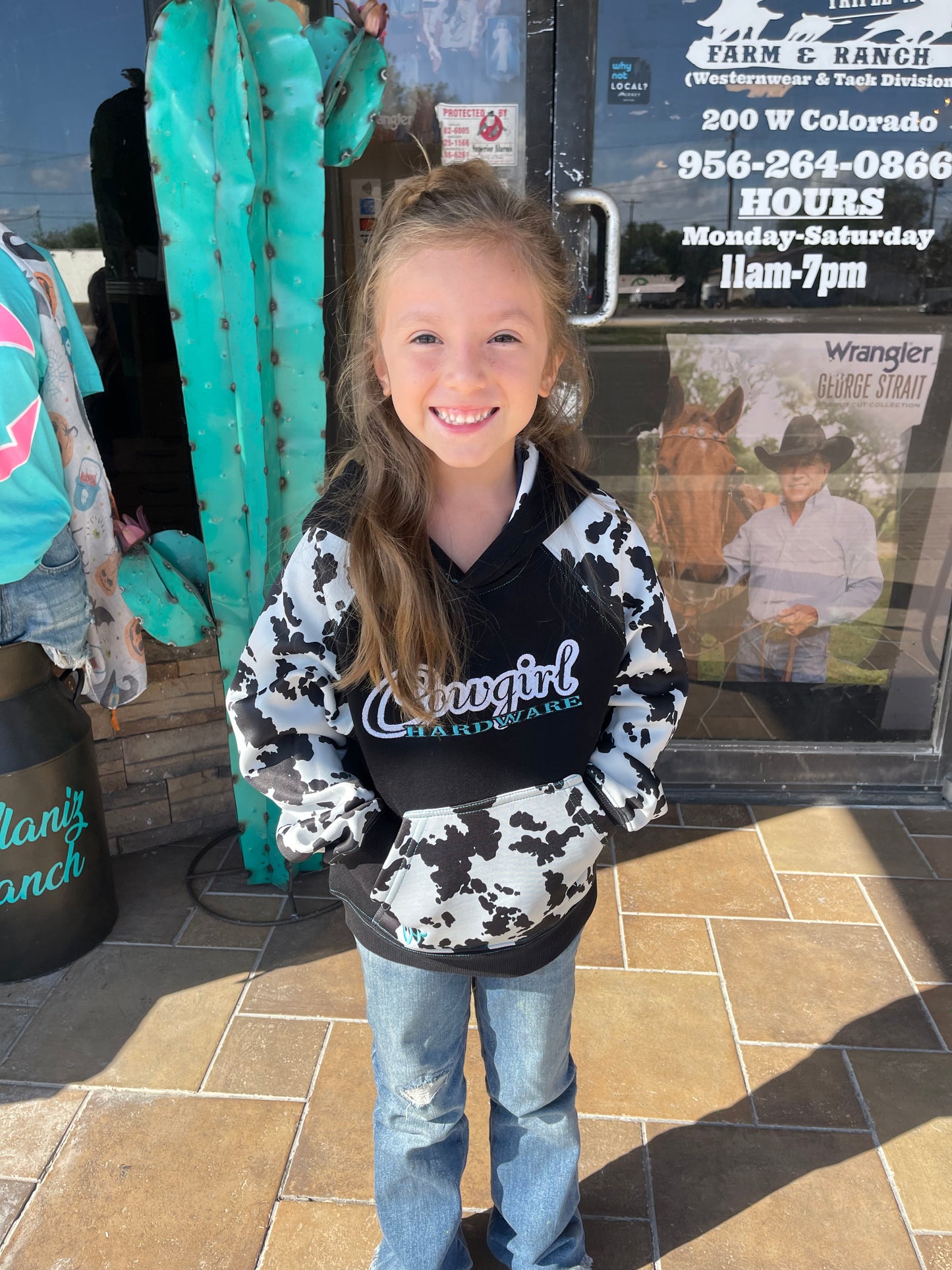 Youth Cowprint Raglan Hoody