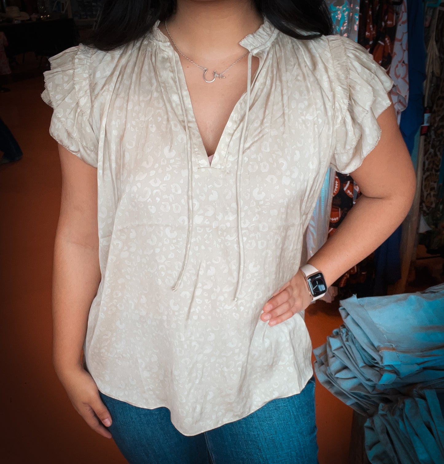 Ecru Leopard Top
