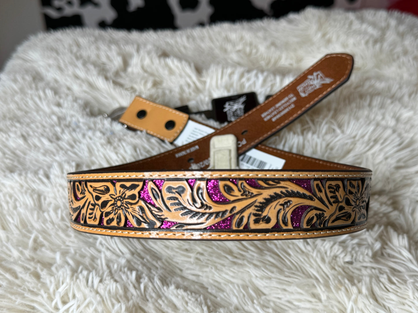 Angel Ranch Tooled Glitter Belt
