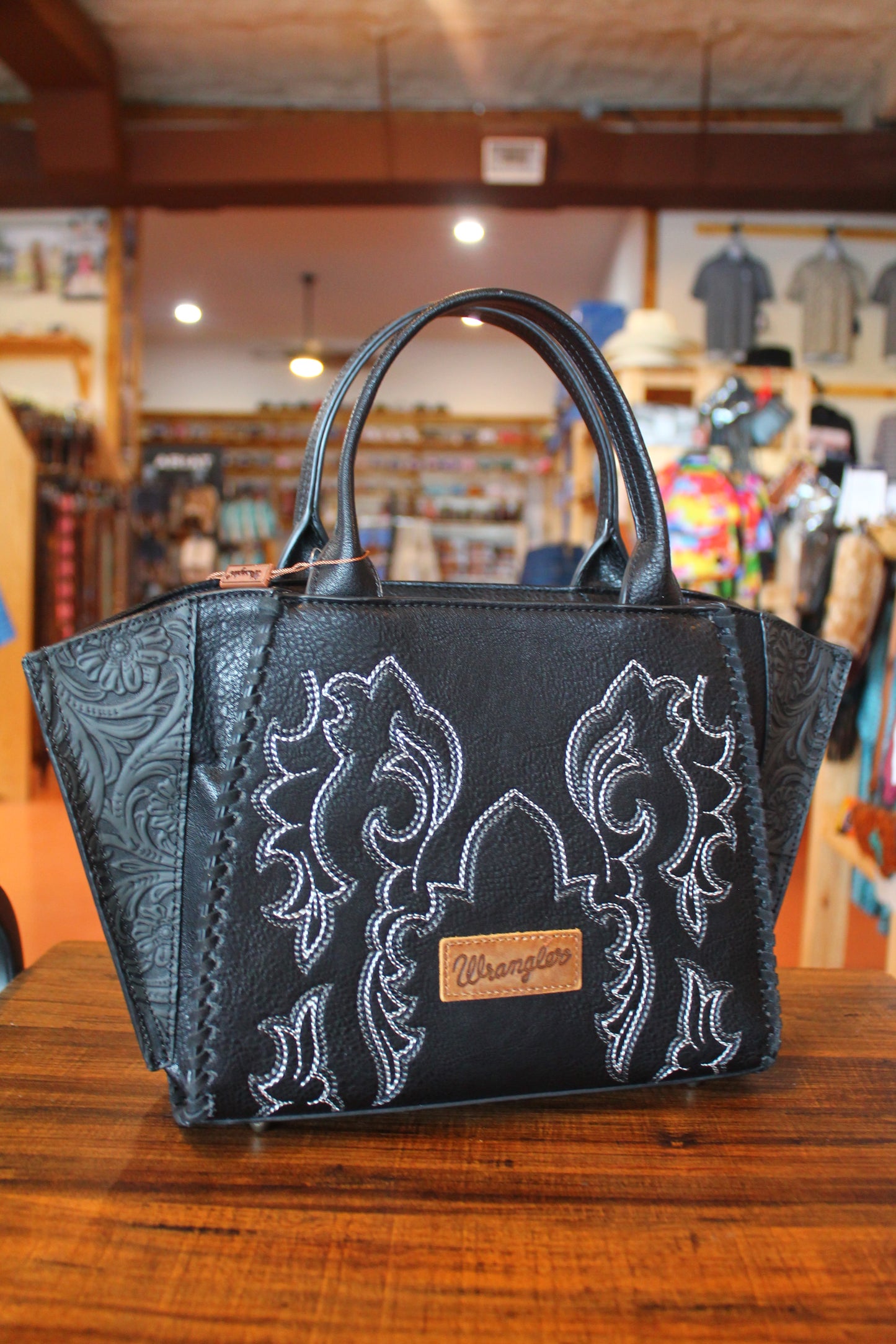 Wrangler Embroidered Trapezoid Concealed Carry Crossbody- Black