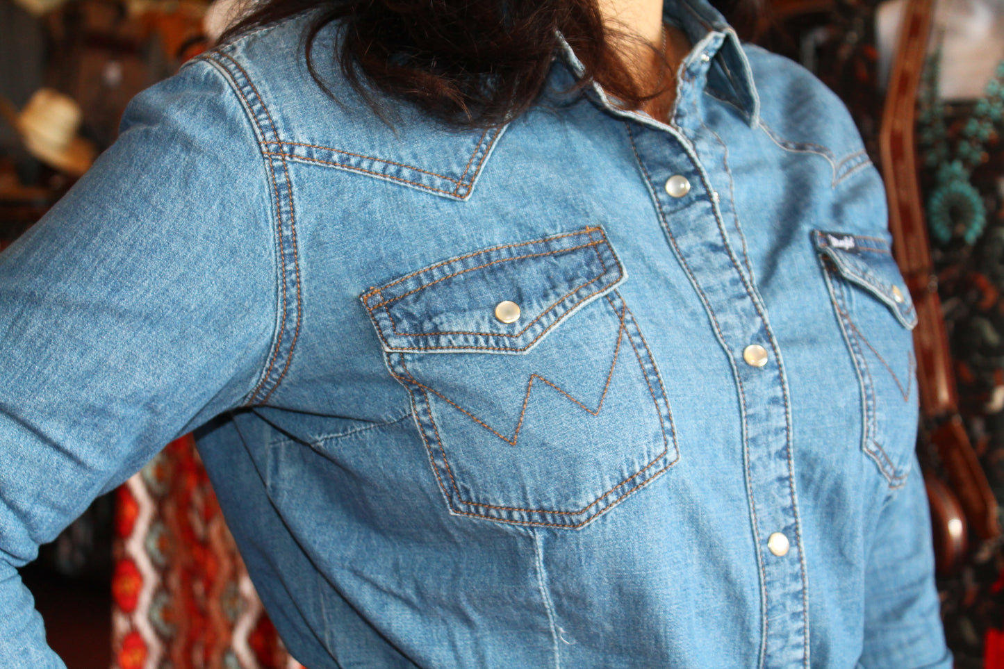 Wrangler Retro LS Denim Snap Dress