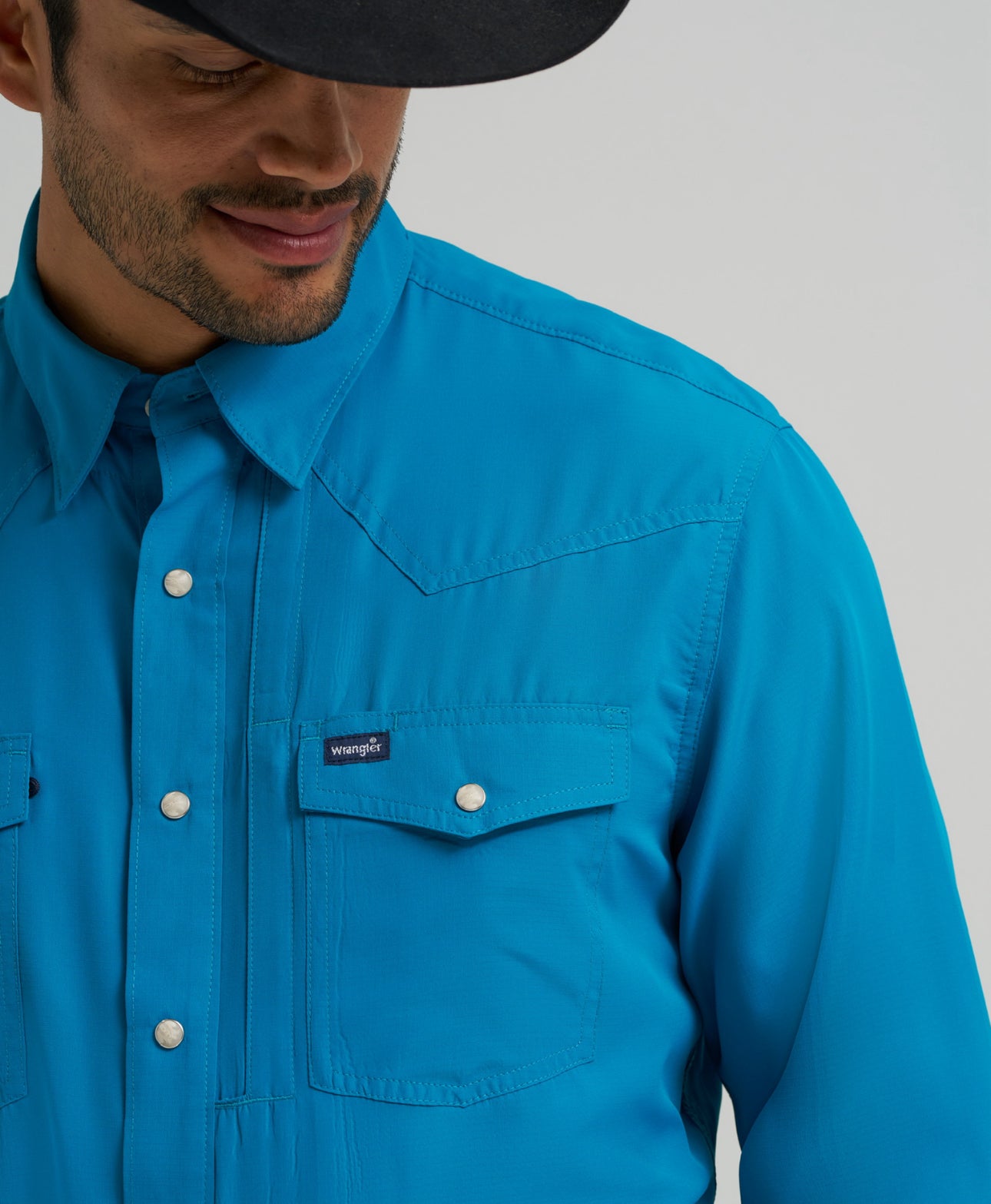 Wrangler Performance Pearl Snap- Teal