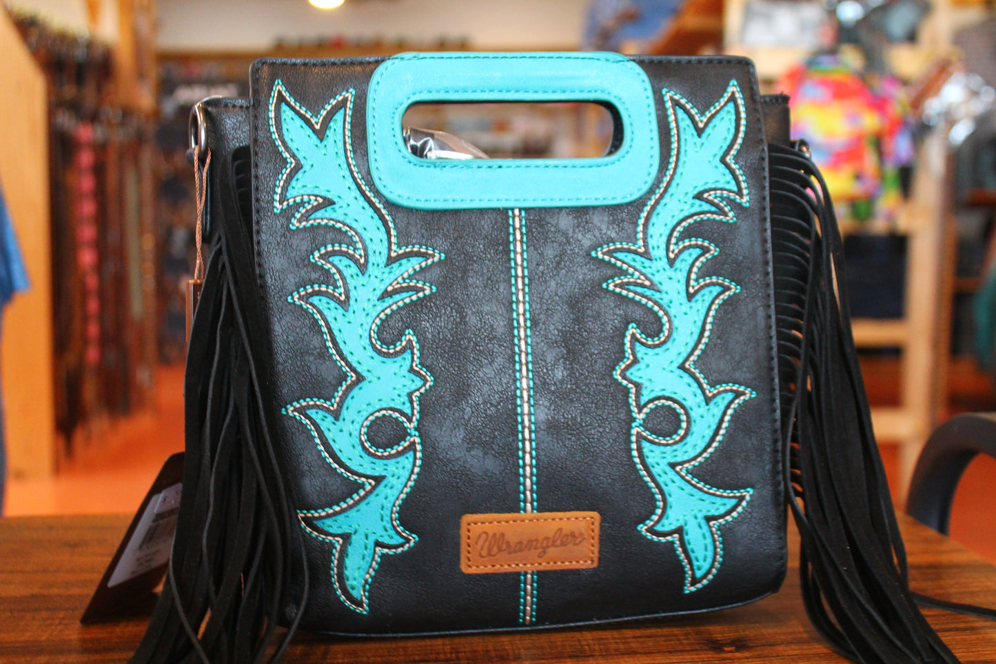 Wrangler Boot-stitch Blk/Turq Crossbody