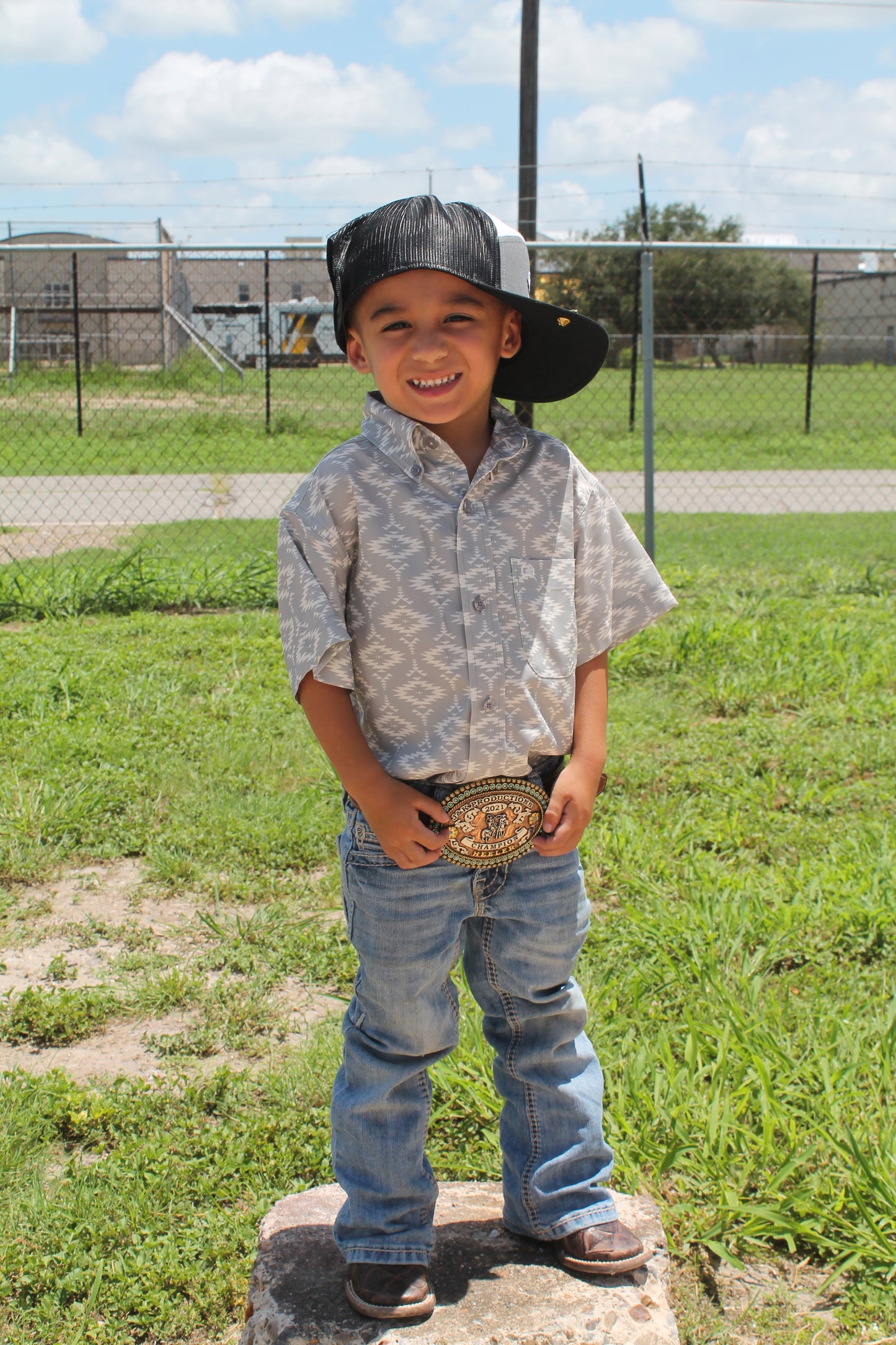 Youth Cinch S/S Button Arena Flex Print Shirt Boys