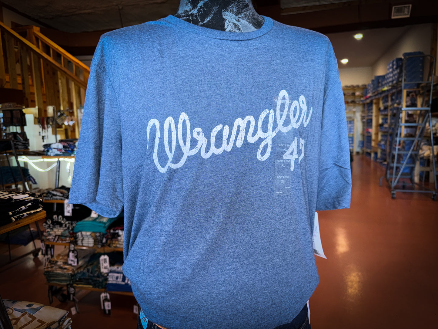 Wrangler Men's Faded Blue Logo Tee