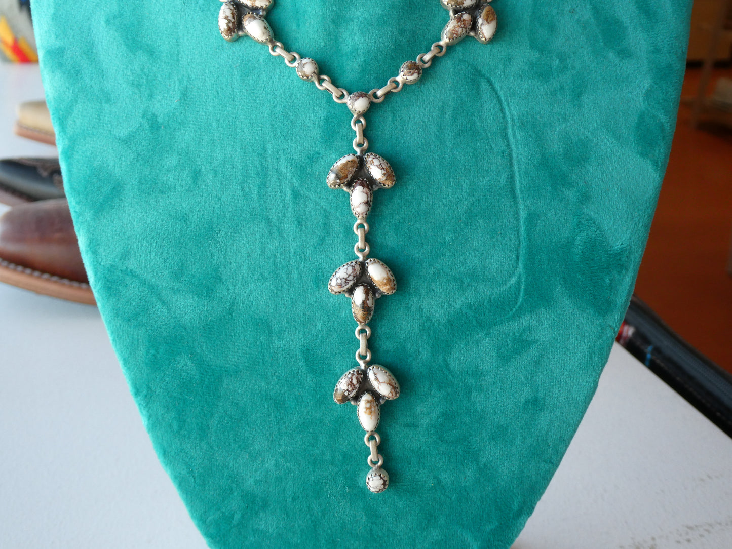 White horse Lariat Necklace