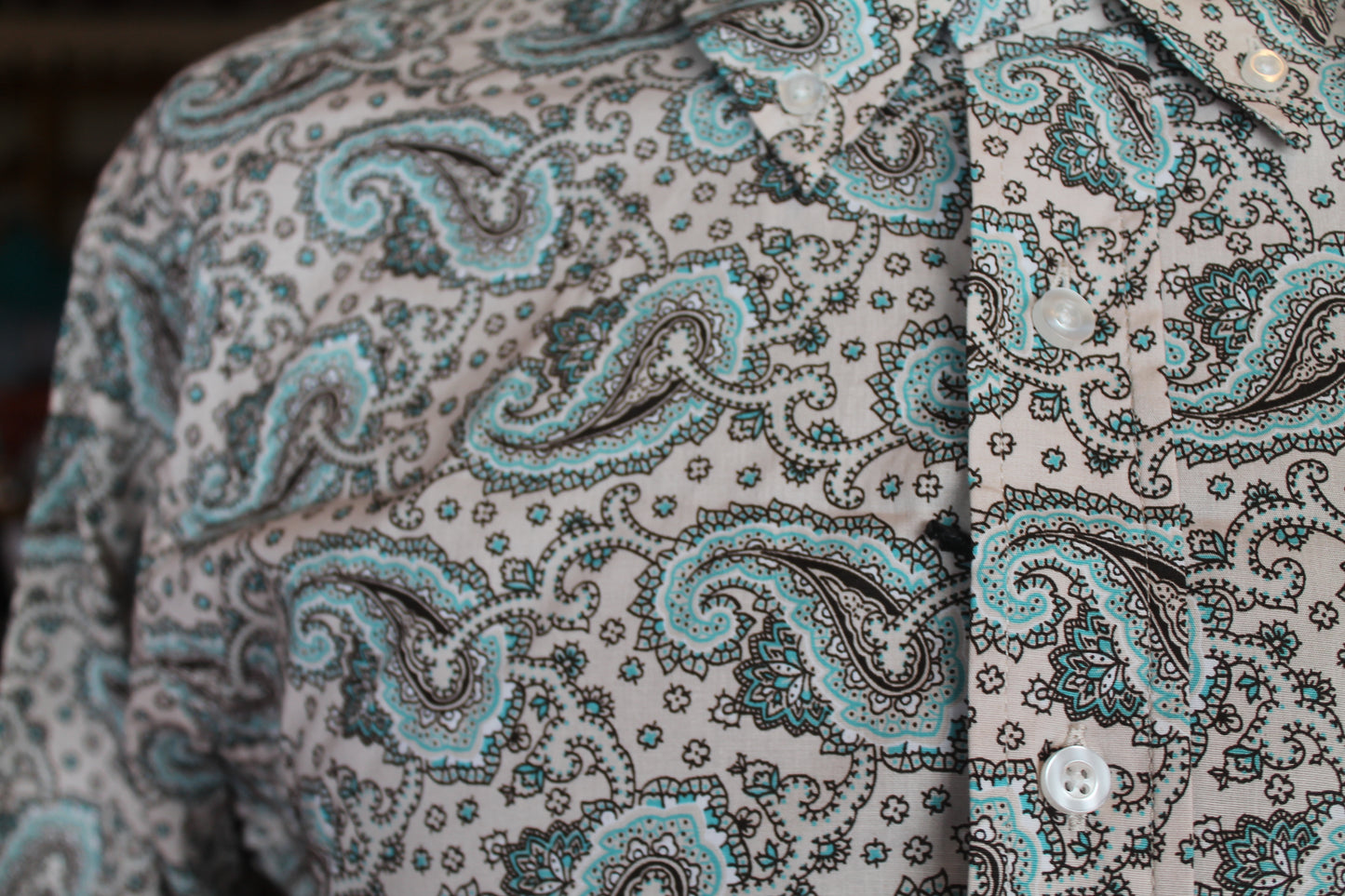 R&R Men's White/Creme Paisley L/s