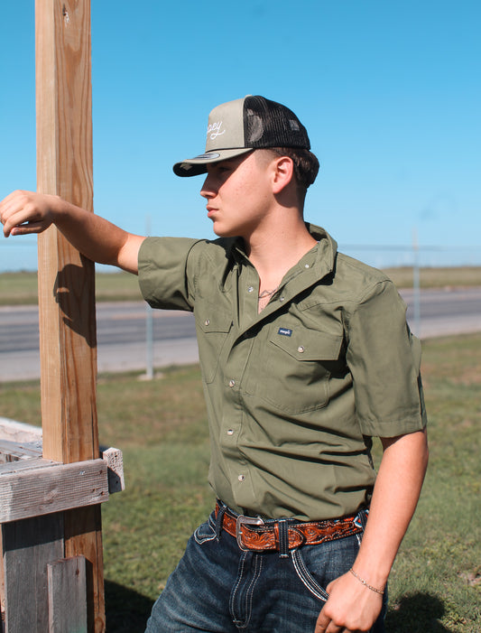 Wrangler Men's Hunter Green SS Performance Pearl-snap