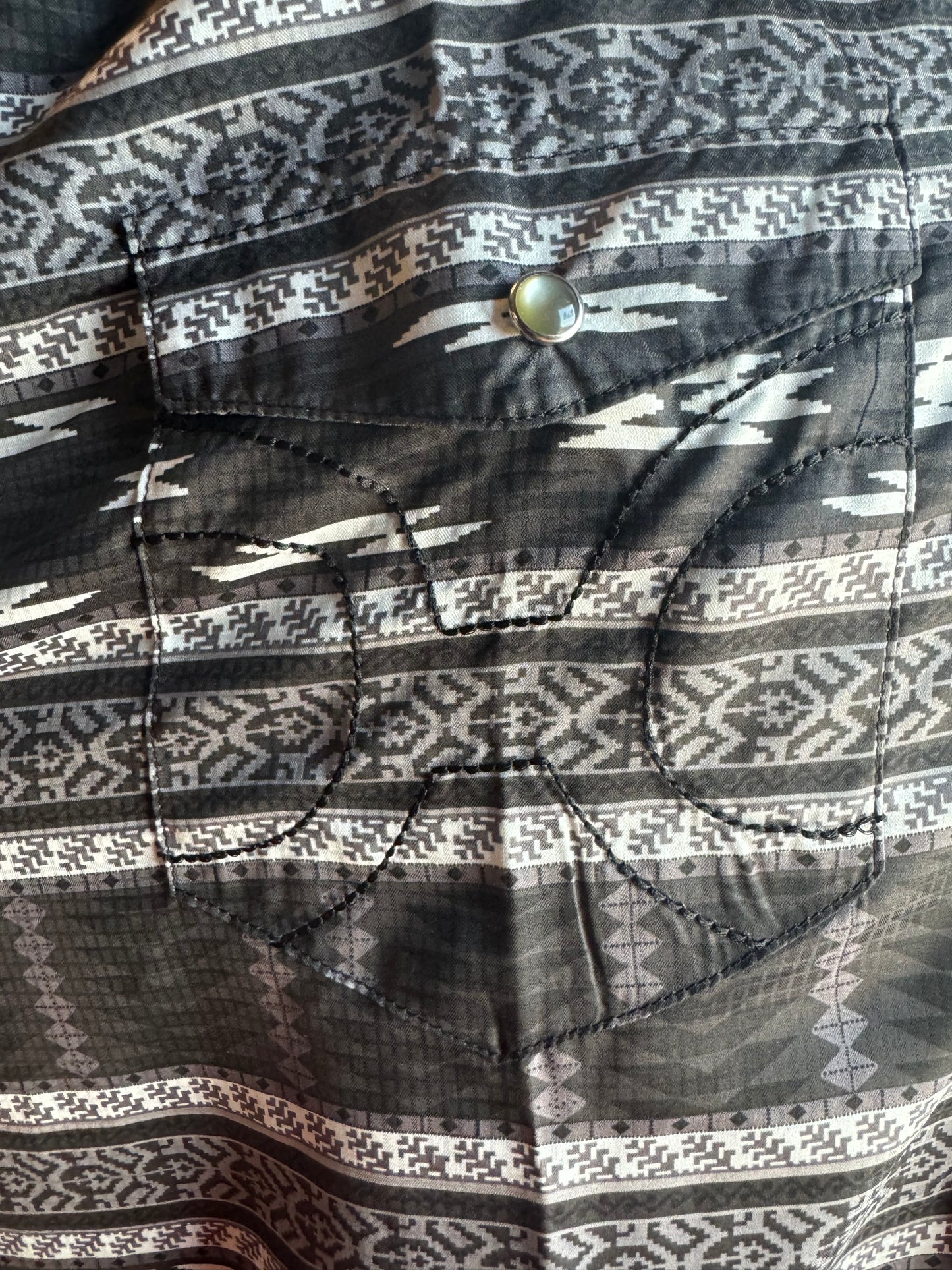 "SOL" BLACK/AZTEC SHORT SLEEVE PEARL SNAP SHIRT