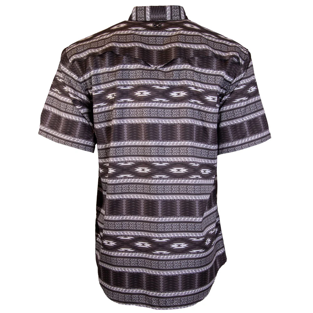 "SOL" BLACK/AZTEC SHORT SLEEVE PEARL SNAP SHIRT