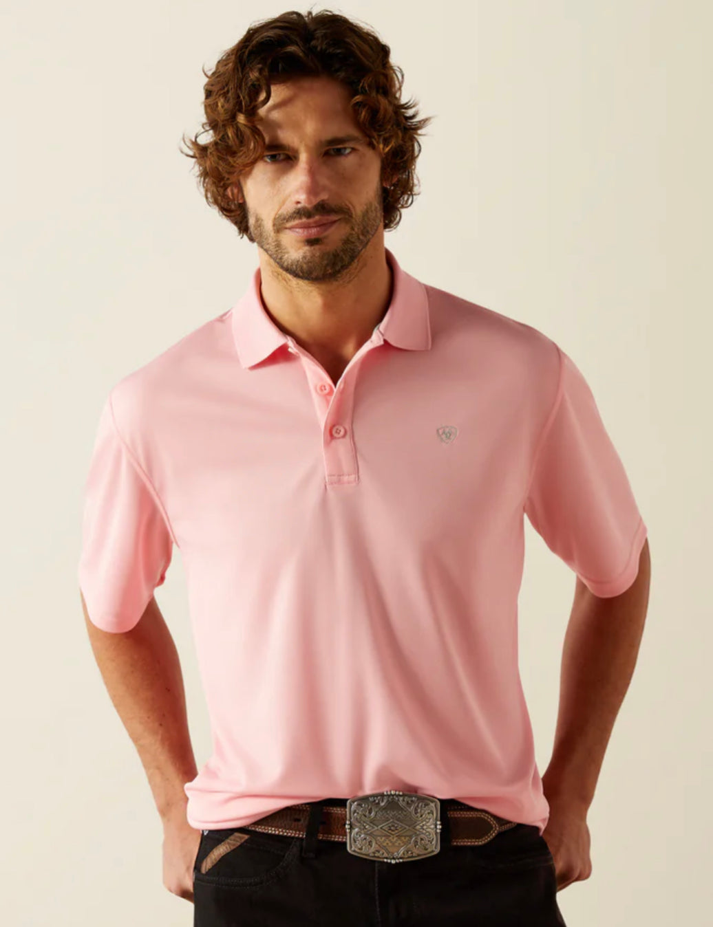 Ariat Men’s Pink Short Sleeve Polo