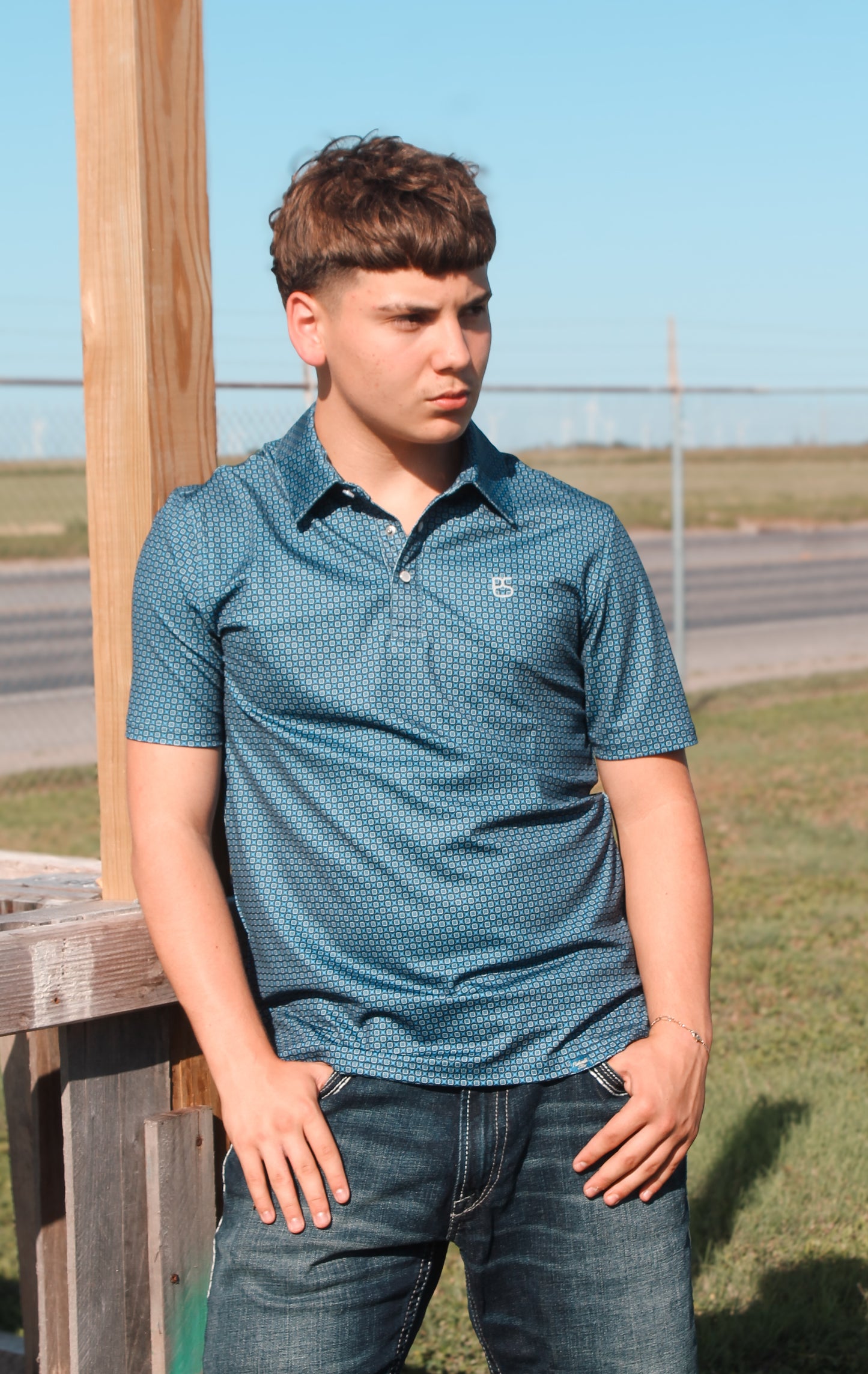 Panhandle Slim Geo Polo- Navy