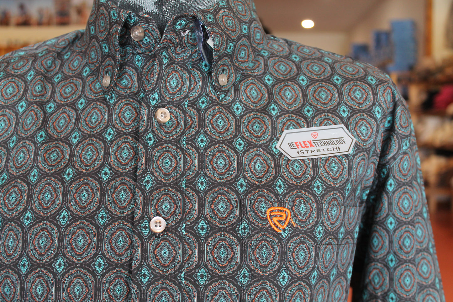 R&R Teal Woven LS Button Up