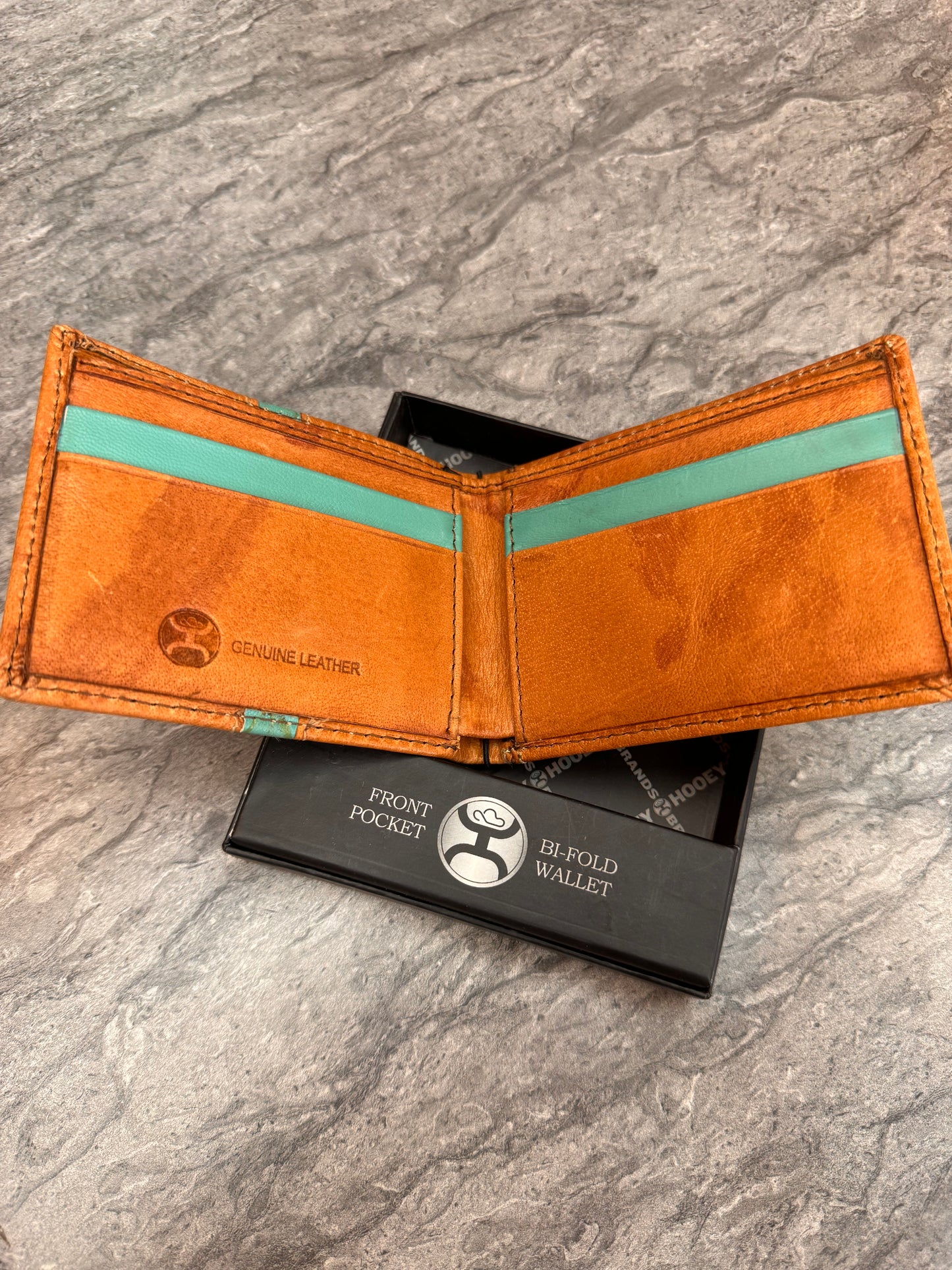 Turquoise Aztec Inlay Front Pocket Bi-Fold Wallet