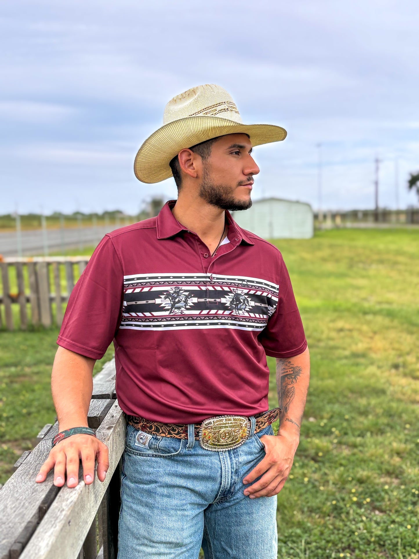Cinch Men’s Burgundy Arena Flex Polo