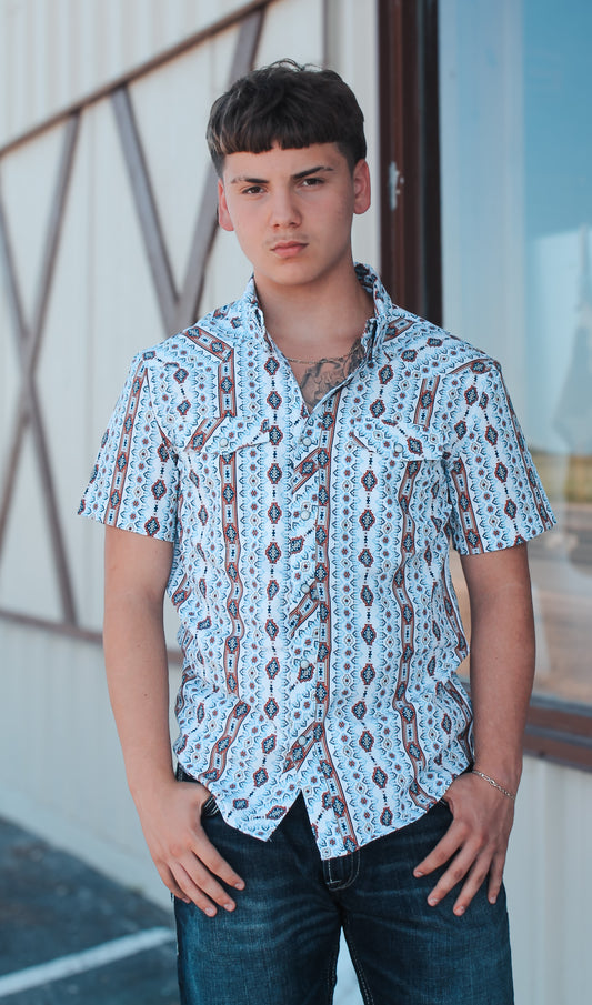 Panhandle Men's Rustic Aztec Pearl-Snap