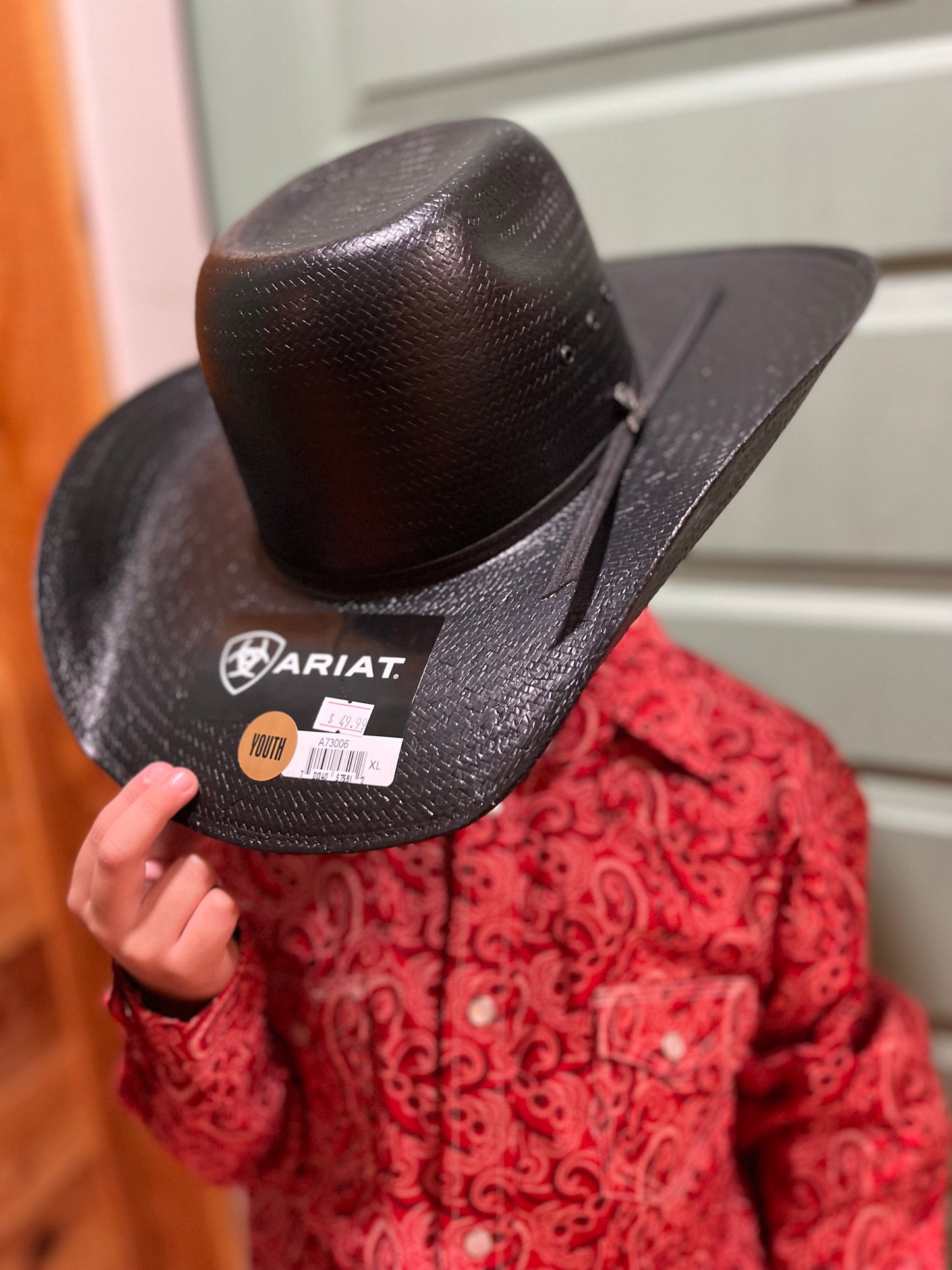 🤠YOUTH Ariat Black Straw Hat