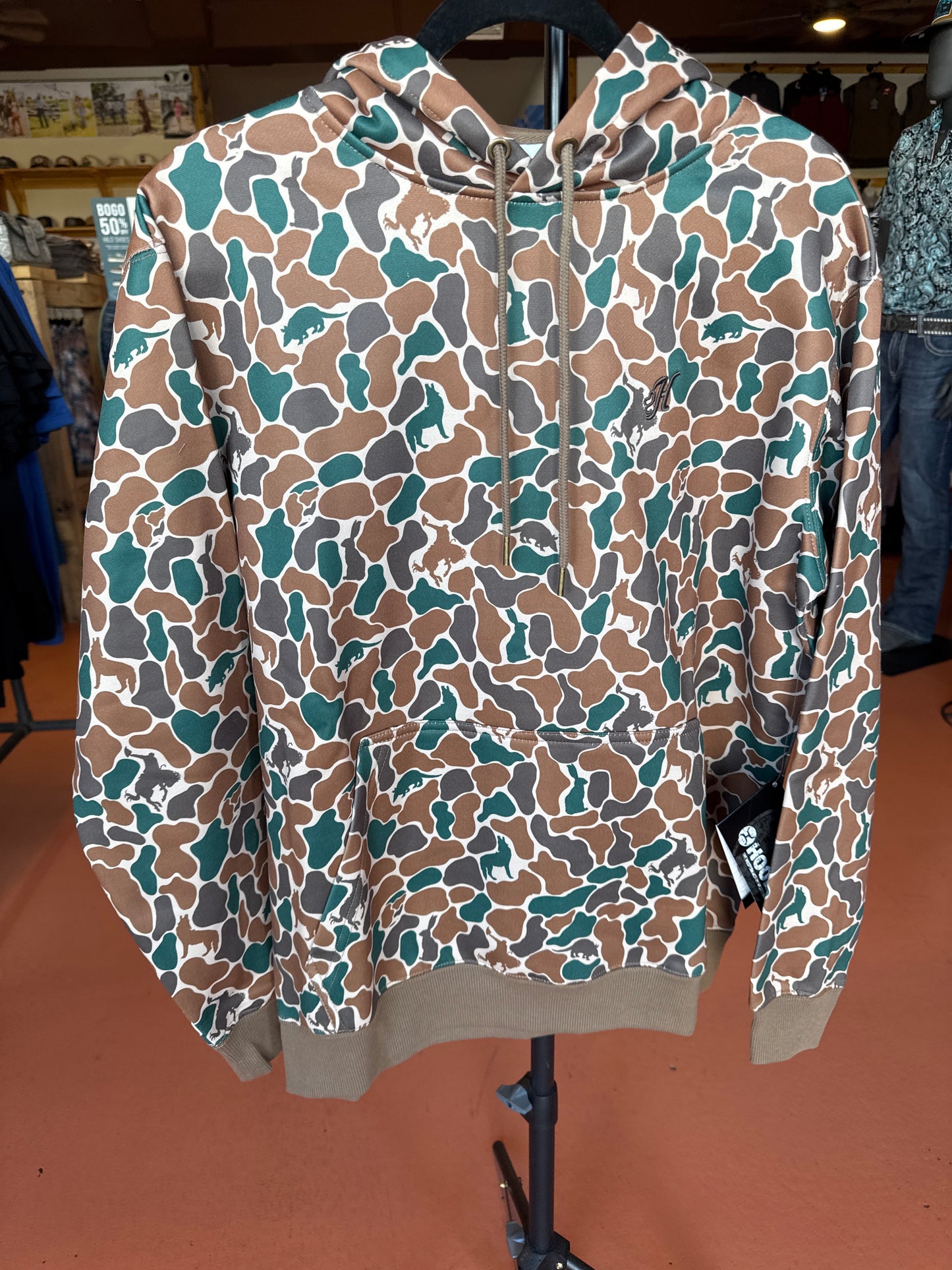 Hooey legendary brown/green camo hoodie