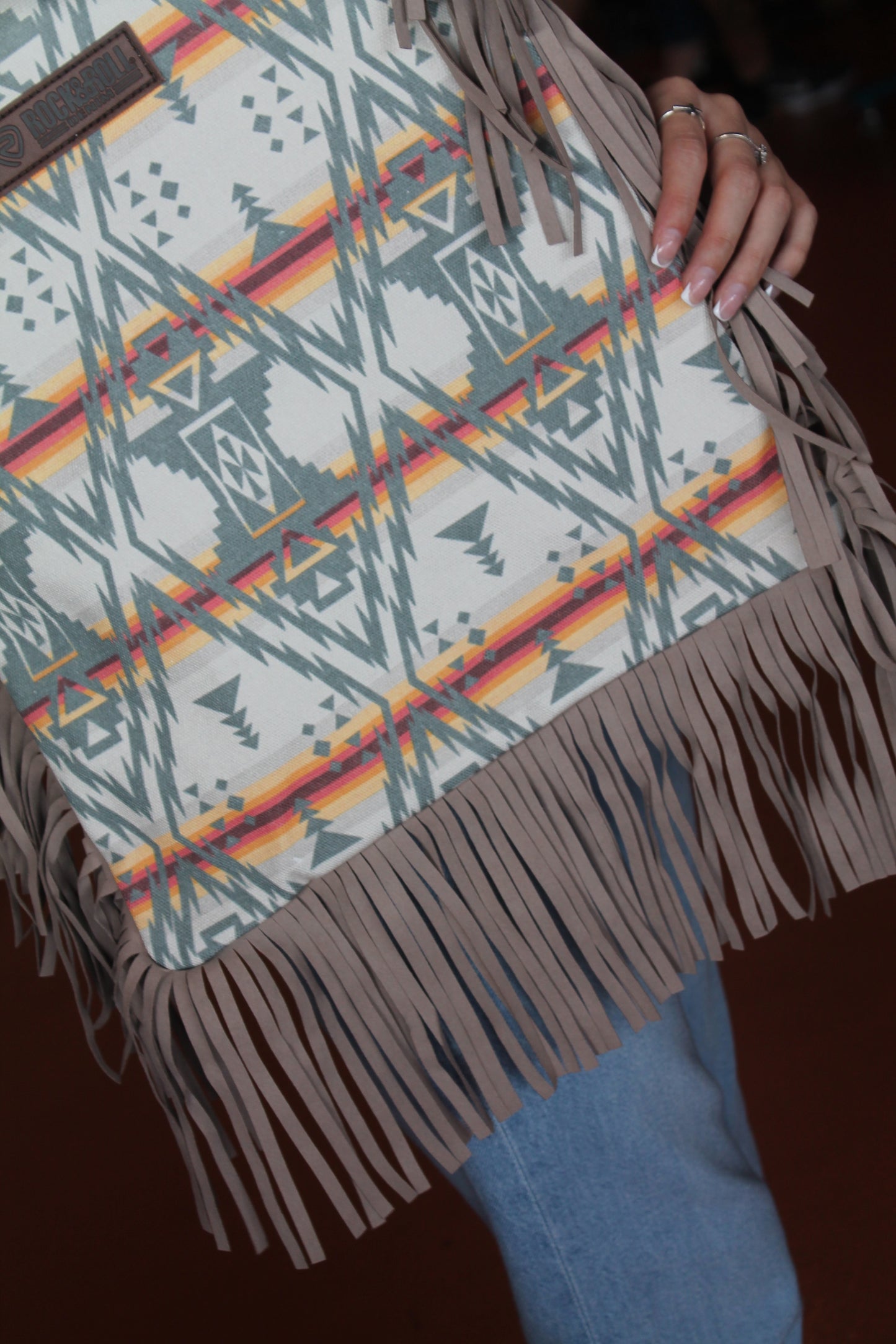 R&R Aztec Print Bag w/ Fringe (2 styles)