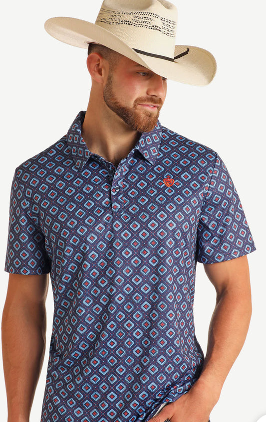 Rock&Roll Denim Printed Polo - Light Navy