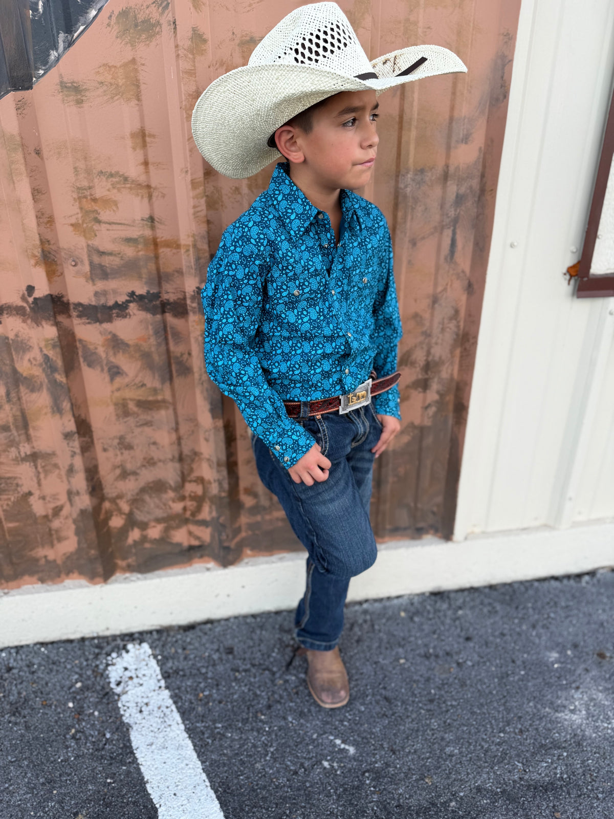Wrangler Boys 20X Advanced Comfort Shirt NavyðŸ¤