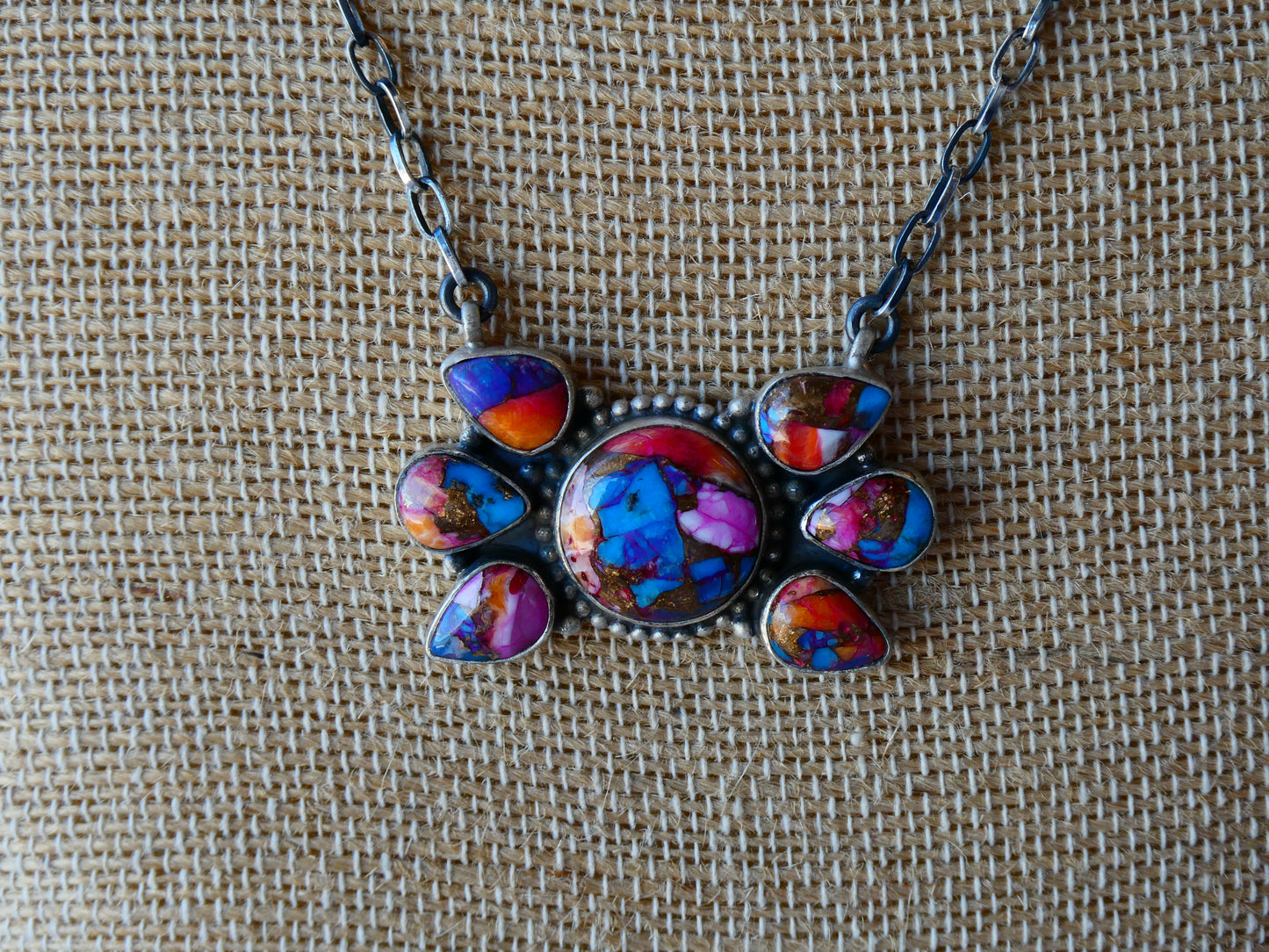 Pink Dahlia Cluster Necklace
