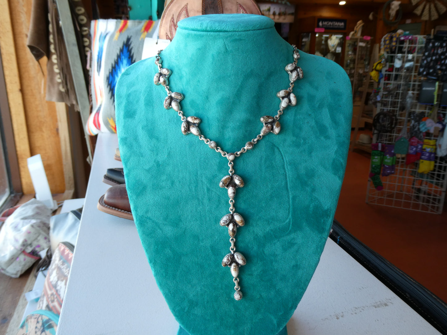 White horse Lariat Necklace