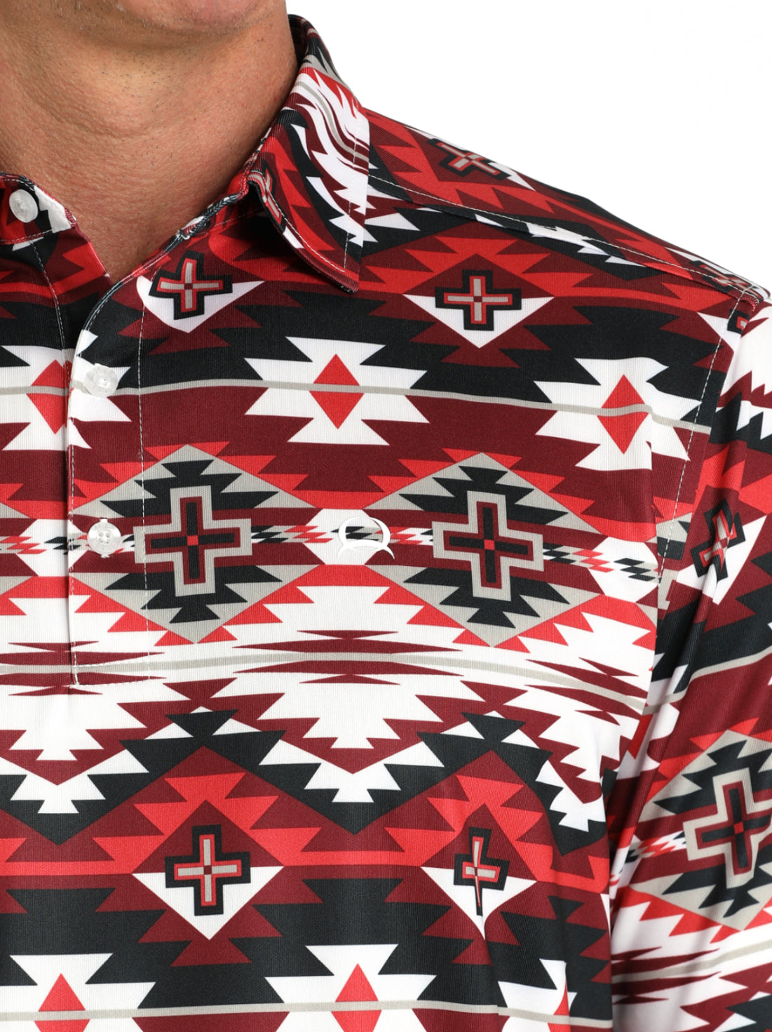 Cinch Arena Flex Polo- Red Multi Aztec