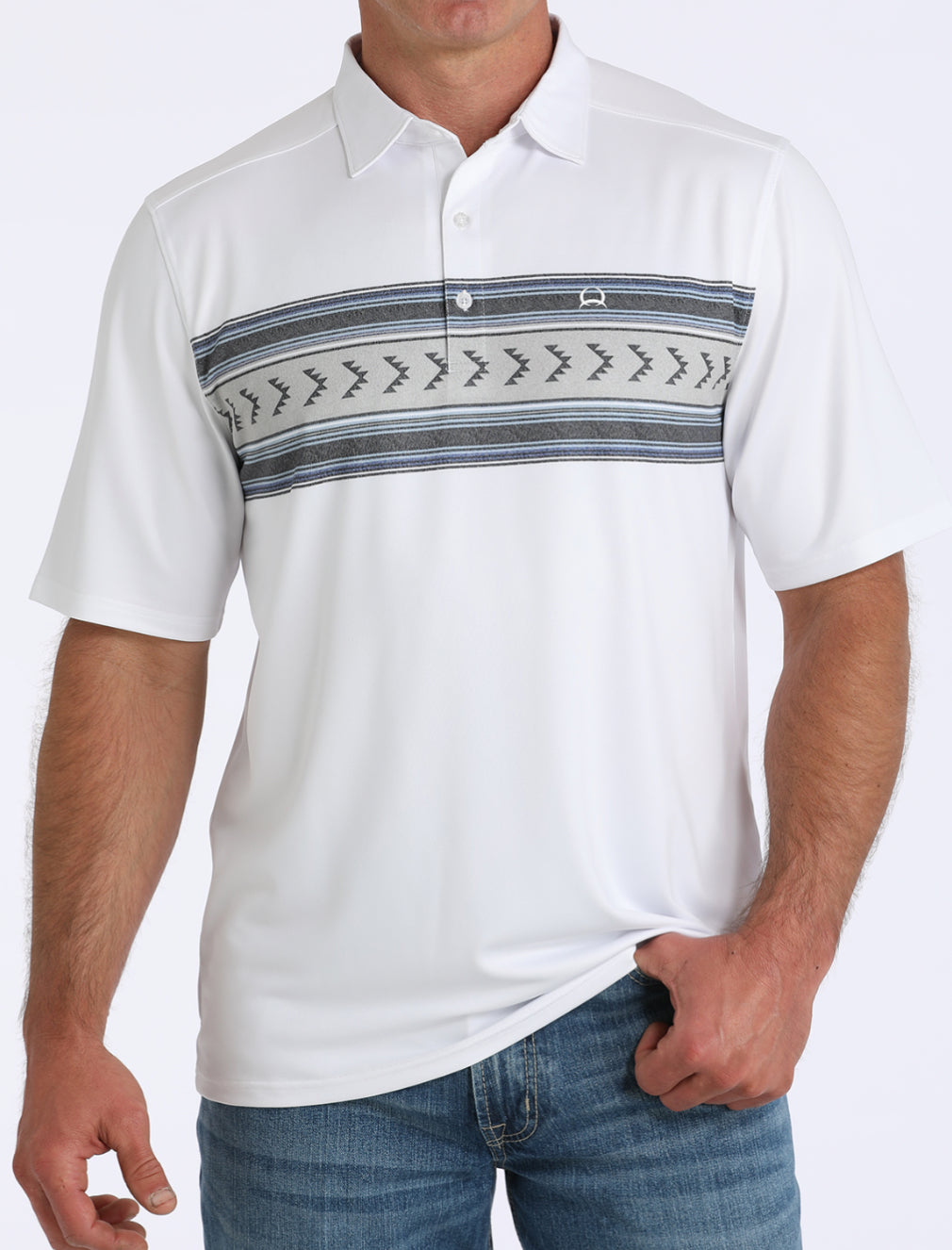 Cinch Arena Flex Polo- White Aztec