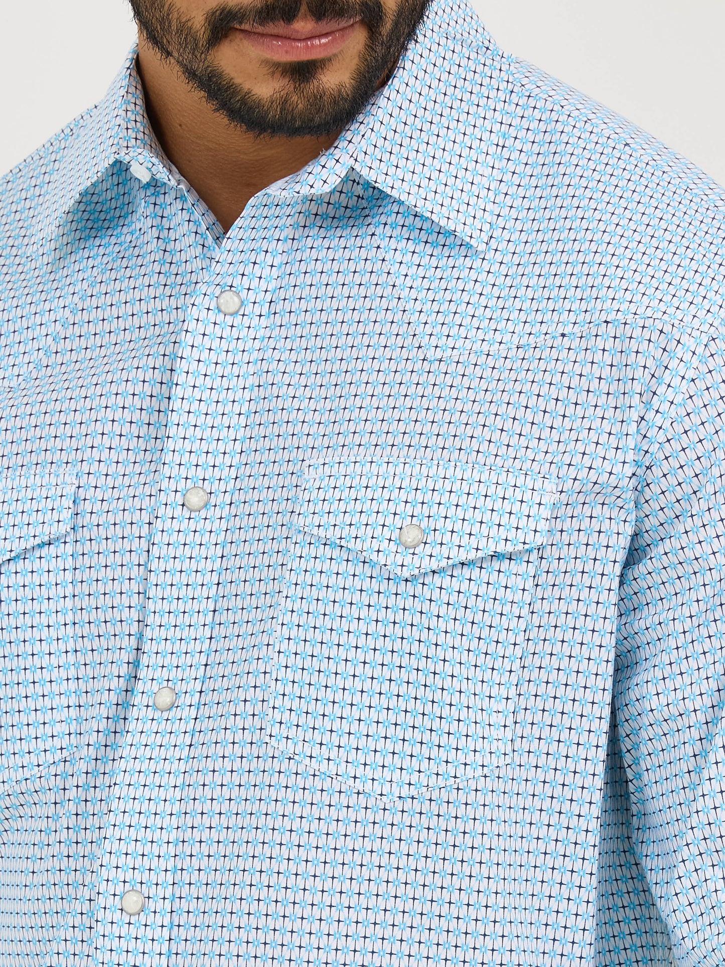 Wrangler Men’s Blue Diamond Snap LS