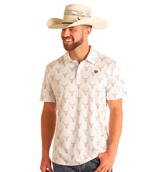Rock & Roll Longhorn Polo- White