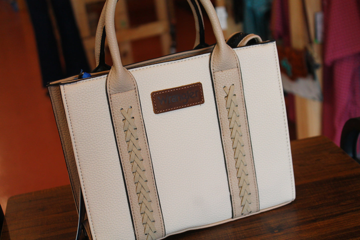 Wrangler Whipstitch Tote/Crossbody- Beige