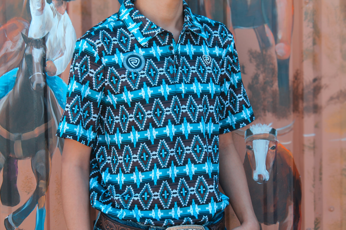 Men’s Rock & Roll Brown/Turquoise Polo