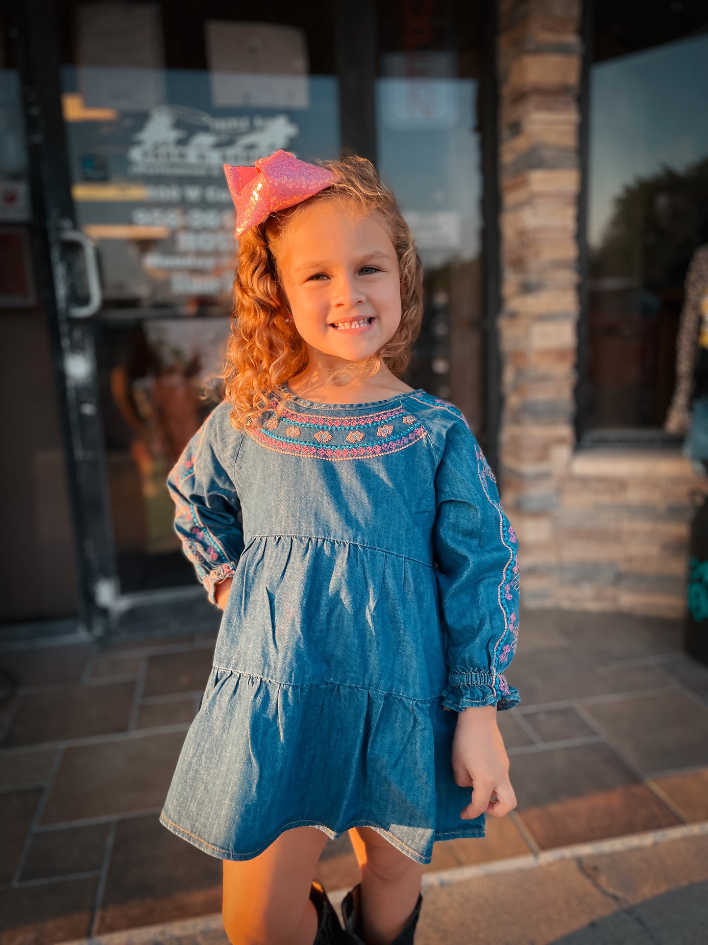 Youth Wrangler Denim Embroidered Dress