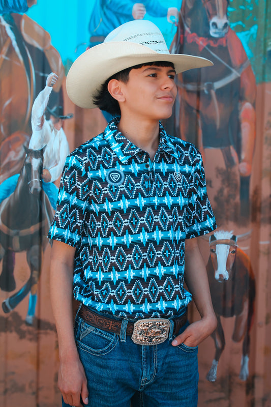 Men’s Rock & Roll Brown/Turquoise Polo