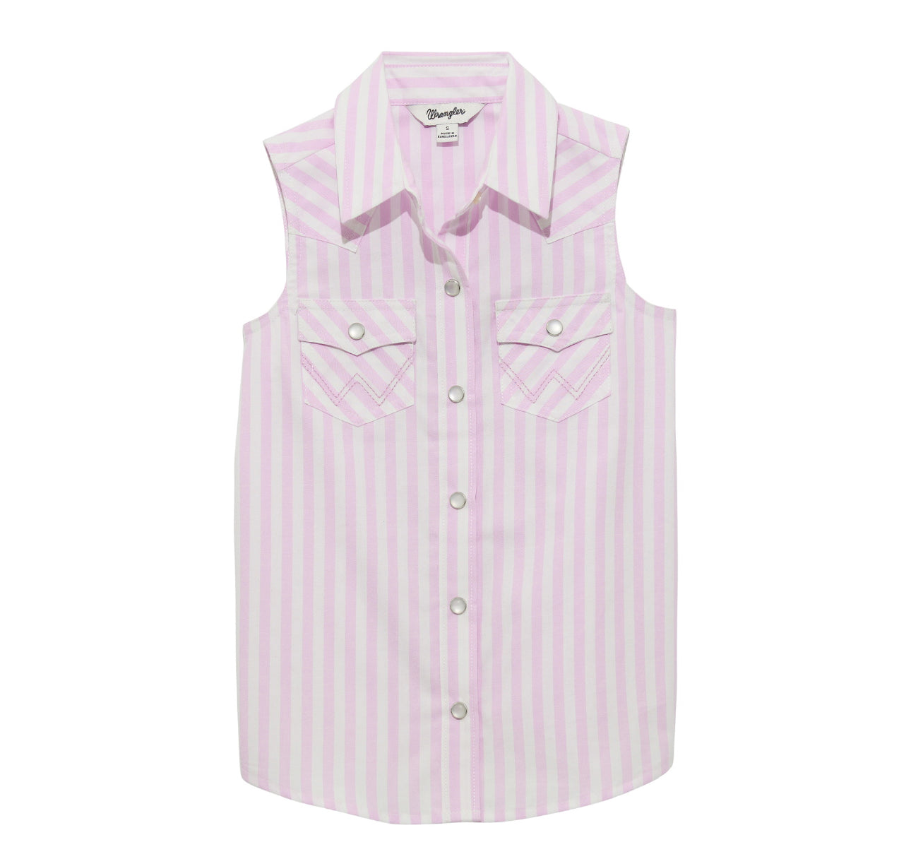Wrangler Girl’s Lilac Pearl-snap Cut-Off Top