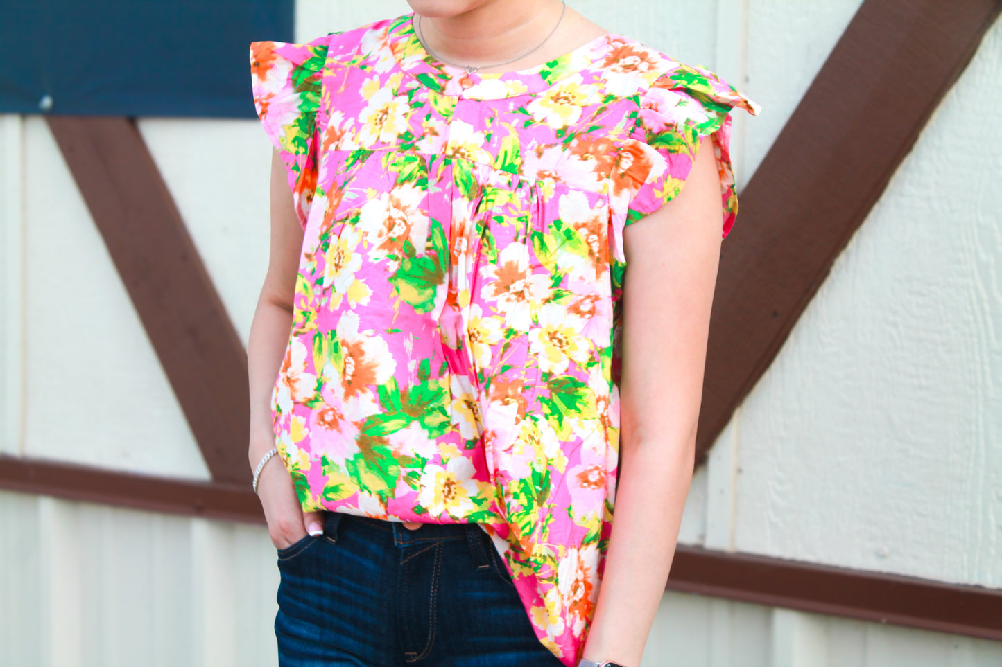 Hot Pink Floral Top
