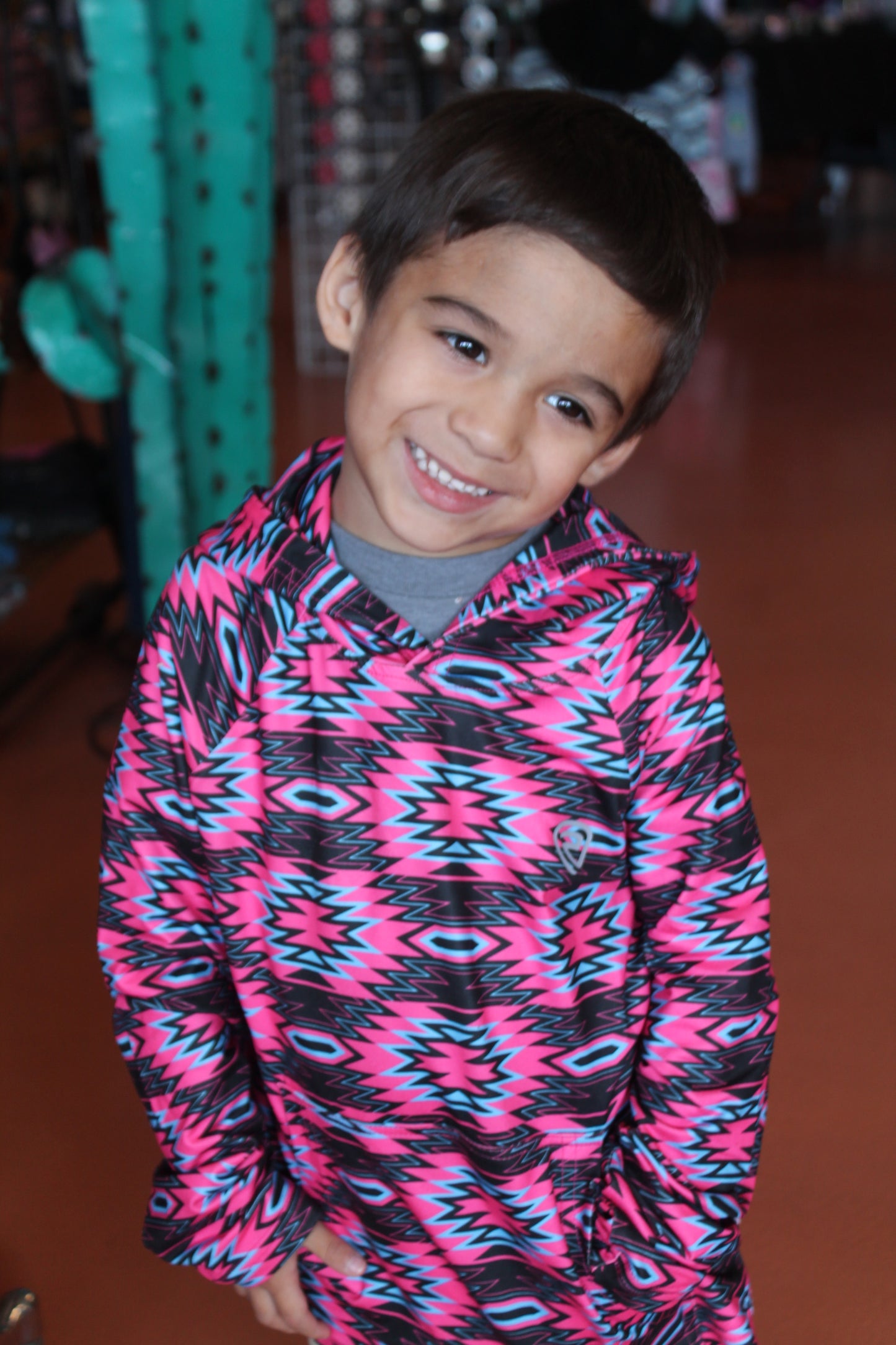 R&R Youth Boy's Pink Aztec Hoodie