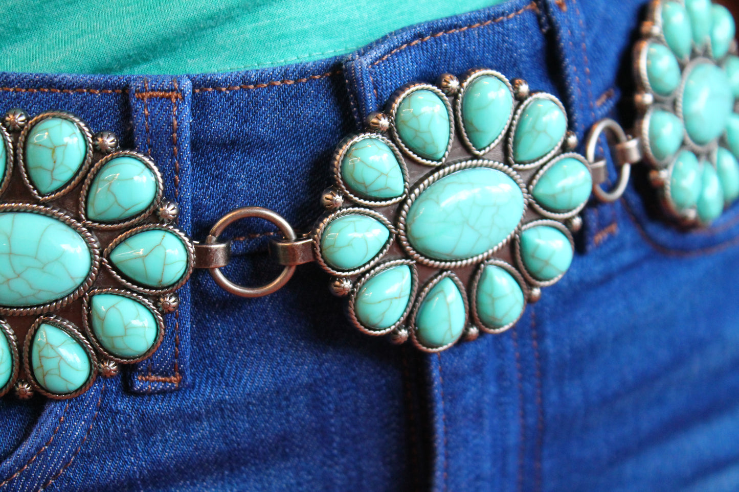 Turquoise Flower Concho Belt