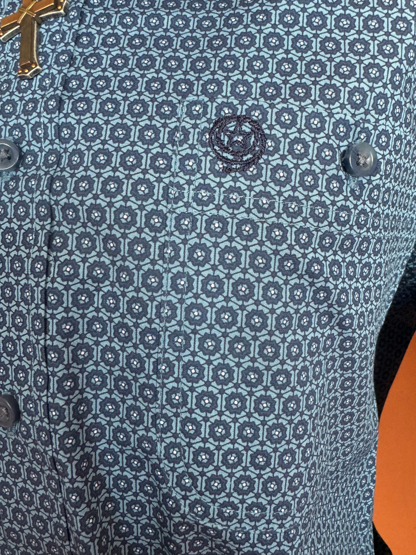 Wrangler Men's Deep Blue Hexagon L/s