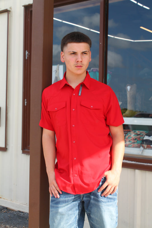 Ariat Men’s Venttek Pearlsnap- Haute Red