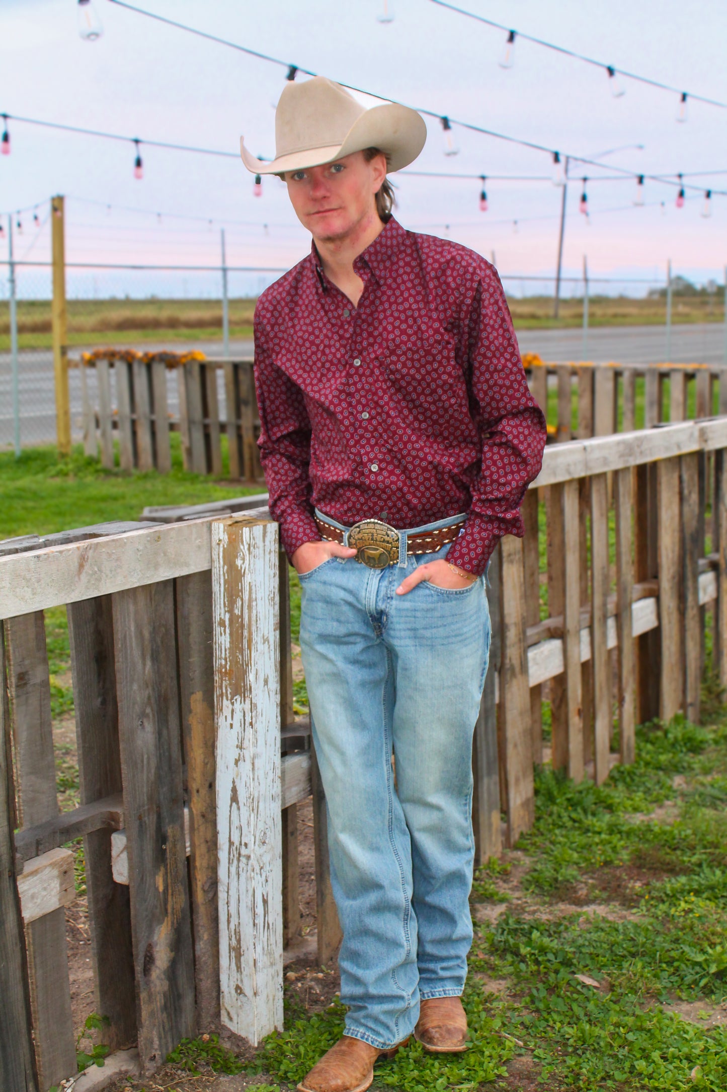 Wrangler Men’s CoJo Maroon Paisley L/S